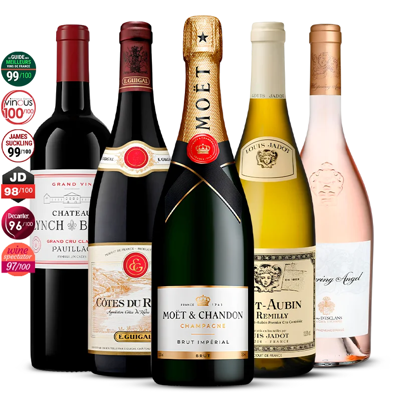 Pack 5 L’Élite des Grands Vins de France  3.75l